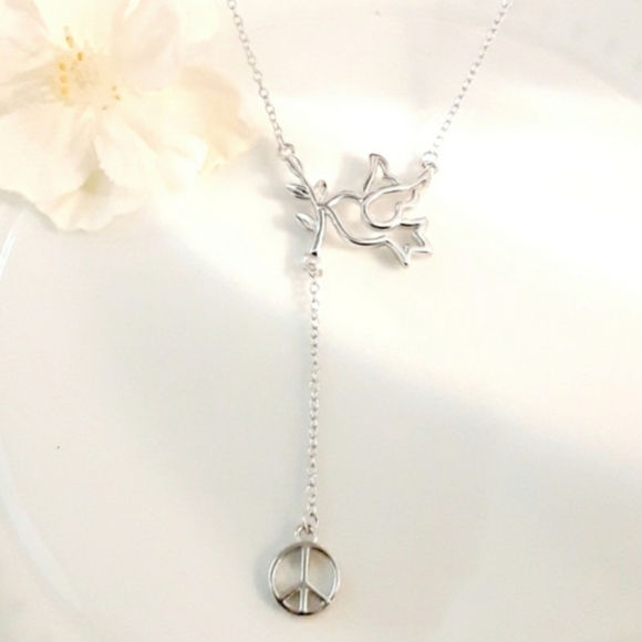 NEW s925 Sign of Peace Dove/Olive Branch Necklac - Picture 7 of 7
